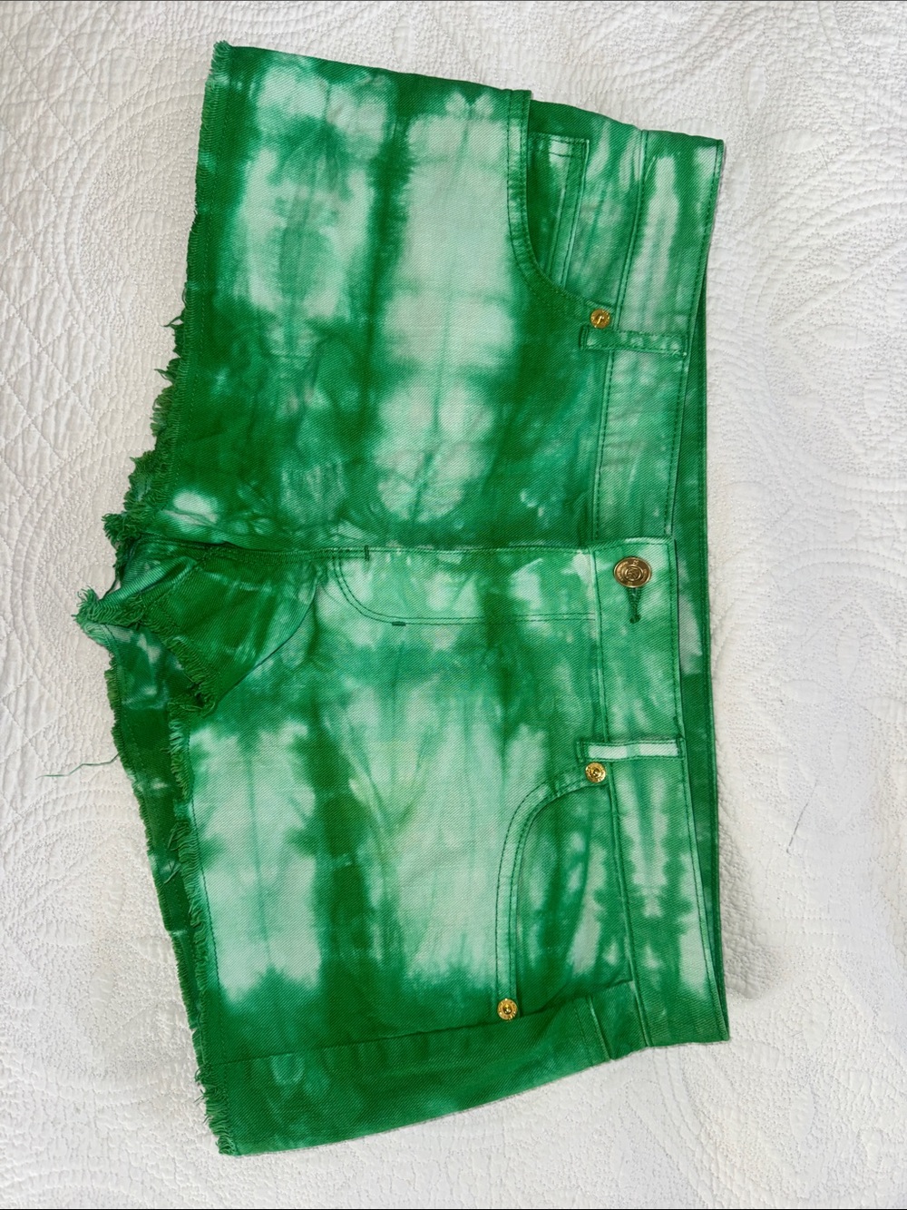 Michael Kors Green Tie-Dye Denim Shorts